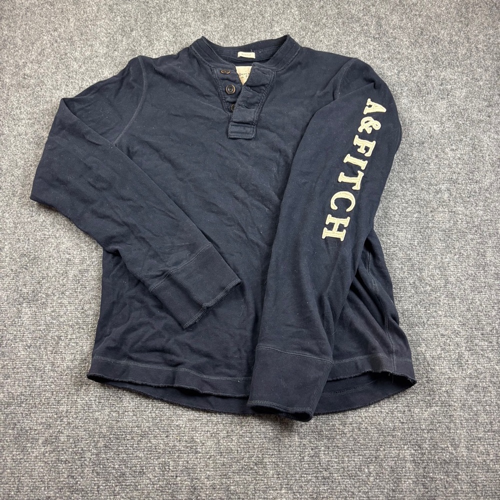 ABERCROMBIE & FITCH Men’s Blue Muscle Long Sleeve Super Soft Logo on Sleeve XXL